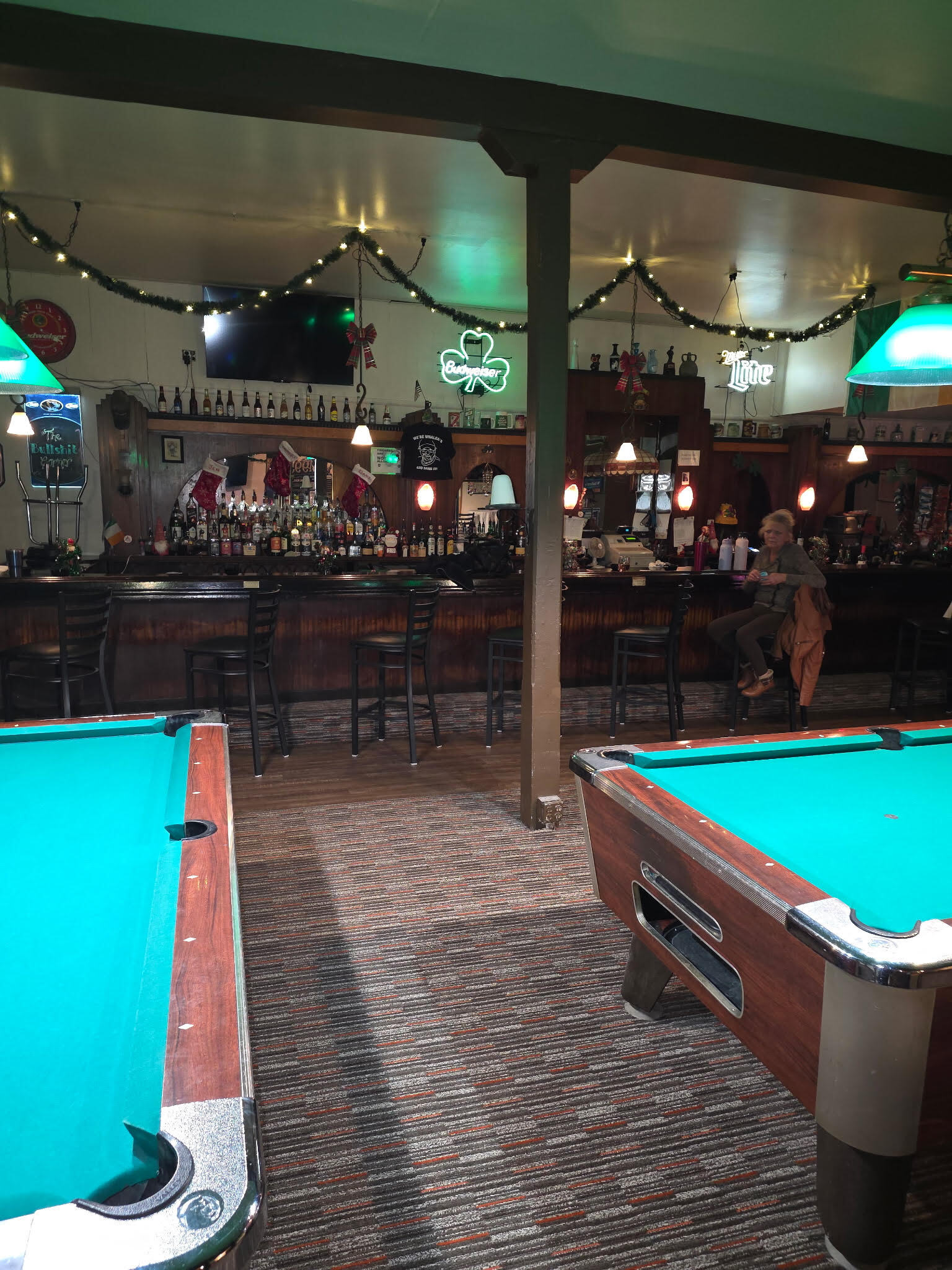 Warm, moody interior of Whalen's Bar & Grill